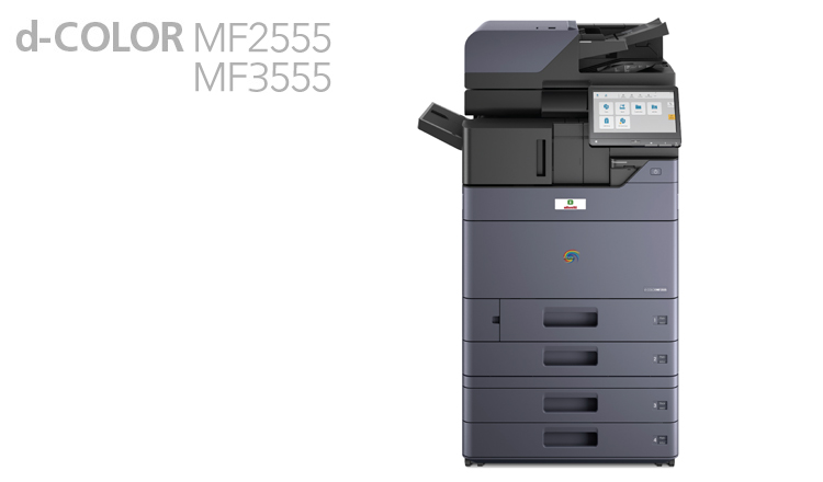 2 speed versions in one product. d-Color MF2555 is the standard product, an affordable A3 colour solution for office colour printing and in education. It can be upgraded upon purchase to a 35 ppm version, MF3555, more economically to run and suitable for busier environments. Both models are designed to operate in modern and dynamic work environments where user convenience and high standards of reliability, and safety are required. Multiple finishing options for timesaving textbook production are another asset.
