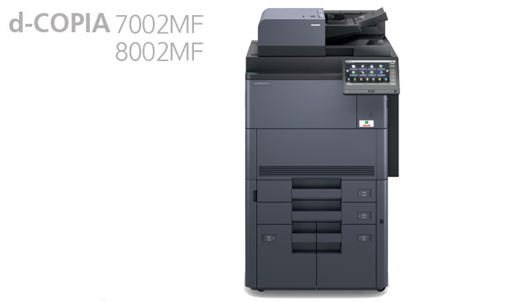The solution for high workloads and print rooms. With a speed of 70 ppm, respectively 80 ppm combined with a paper supply of up to 7,650 sheets the d-Copia 7002MF and 8002MF allow for high productivity and uninterrupted print runs. Important for digital workflows, the integrated scanner allows to scan up to 220 images per minute. Different finishing options including stapling of up to 100 sheets and booklet making allow for meeting different demands. Output quality with 1,200 x 1,200 dpi resolution will not disappoint any user.